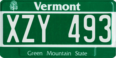 VT license plate XZY493