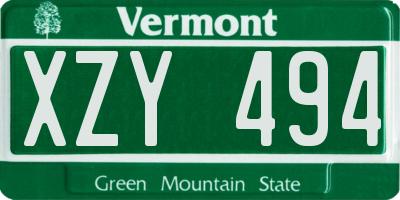 VT license plate XZY494