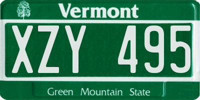 VT license plate XZY495