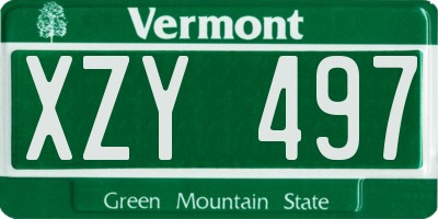 VT license plate XZY497