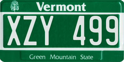 VT license plate XZY499