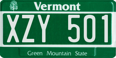 VT license plate XZY501