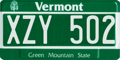 VT license plate XZY502