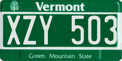 VT license plate XZY503