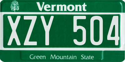 VT license plate XZY504