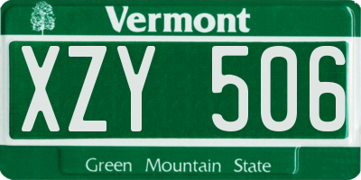 VT license plate XZY506