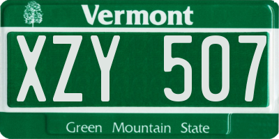 VT license plate XZY507
