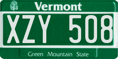 VT license plate XZY508