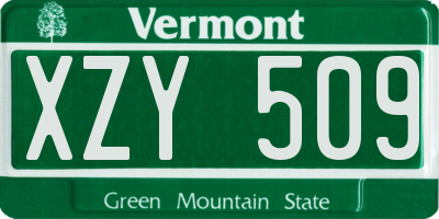 VT license plate XZY509