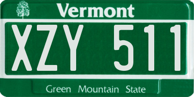 VT license plate XZY511