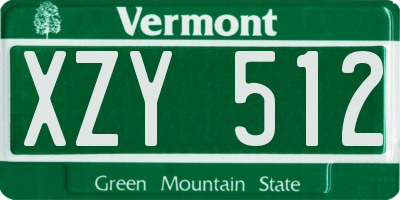 VT license plate XZY512