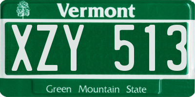 VT license plate XZY513