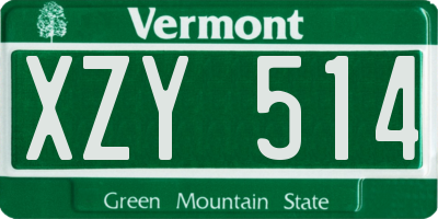 VT license plate XZY514