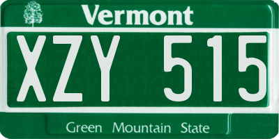 VT license plate XZY515