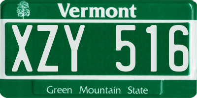 VT license plate XZY516