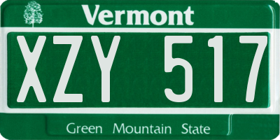 VT license plate XZY517