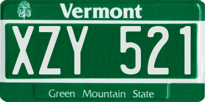 VT license plate XZY521