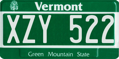 VT license plate XZY522