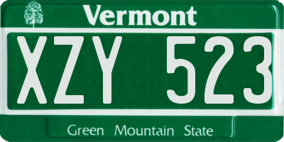 VT license plate XZY523