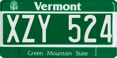 VT license plate XZY524