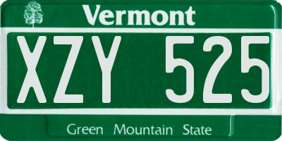 VT license plate XZY525