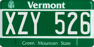 VT license plate XZY526