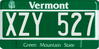 VT license plate XZY527