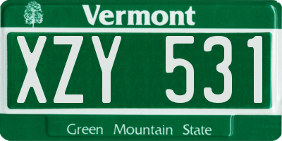 VT license plate XZY531