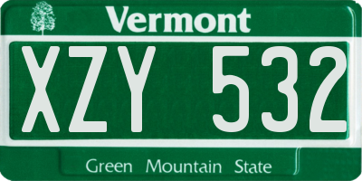 VT license plate XZY532
