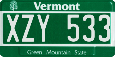 VT license plate XZY533