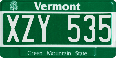 VT license plate XZY535