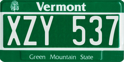 VT license plate XZY537