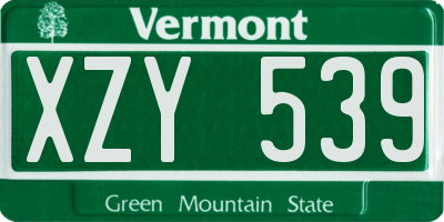 VT license plate XZY539