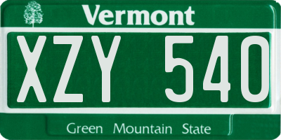 VT license plate XZY540