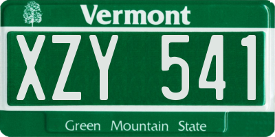 VT license plate XZY541