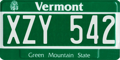 VT license plate XZY542