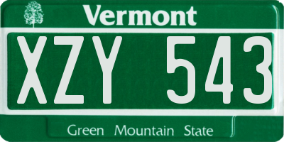 VT license plate XZY543