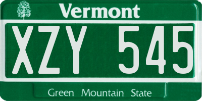 VT license plate XZY545