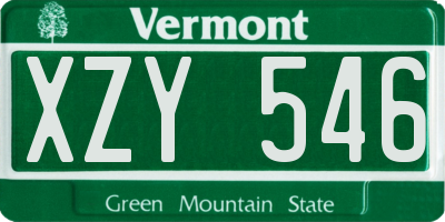 VT license plate XZY546