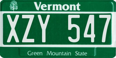 VT license plate XZY547