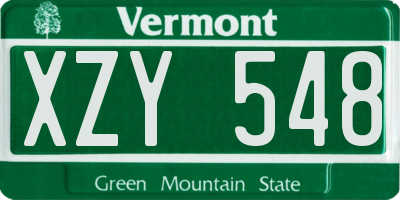 VT license plate XZY548