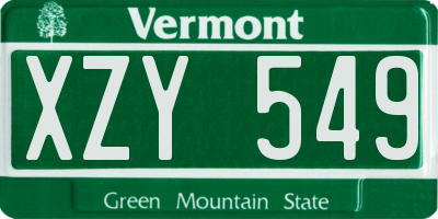 VT license plate XZY549