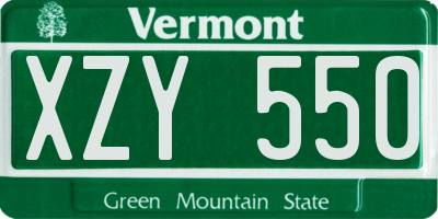VT license plate XZY550