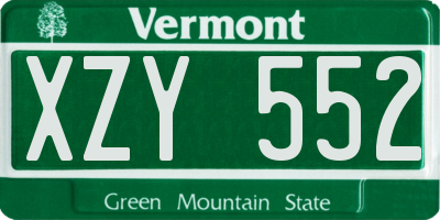 VT license plate XZY552