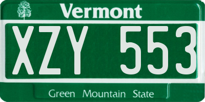 VT license plate XZY553