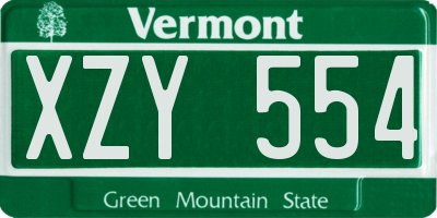VT license plate XZY554
