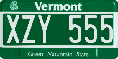 VT license plate XZY555