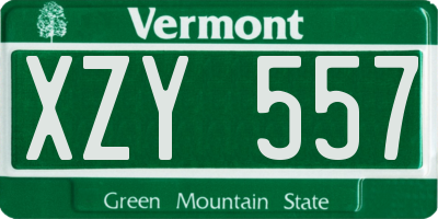 VT license plate XZY557