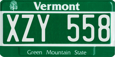 VT license plate XZY558