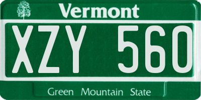 VT license plate XZY560